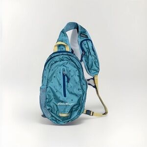EDDIE BAUER Stowaway 10L Sling Light Bag Small Teal Green Travel Hiking EUC